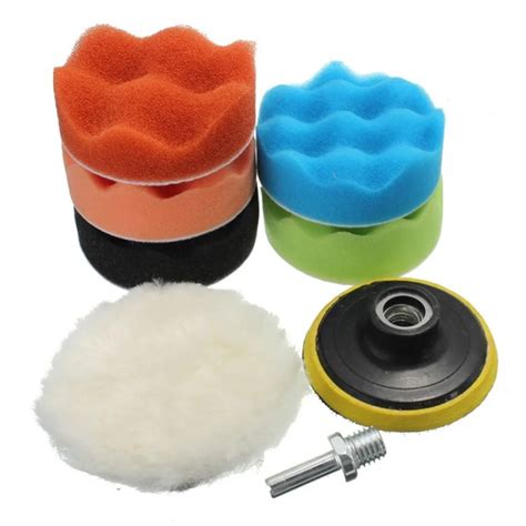 7Pcs Sponge Polishing Waxing Buffing Pads Kit Set Compound For Auto Car