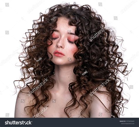 Beautiful Woman Face Curly Hair Nude Stock Photo Shutterstock