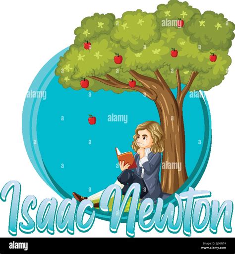 Isaac Newton Sitting Under Apple Tree Illustration Stock Vector Image