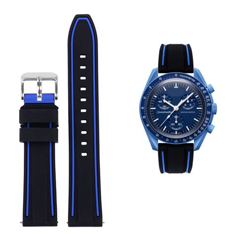 black rubber band  omega  swatch moonswatch