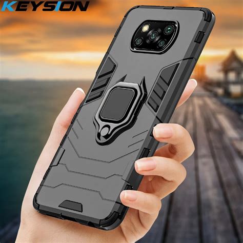 Keysion Shockproof Case For Xiaomi Poco X3 Gt Nfc M3 M4 Pro 5g F2 Ring Stand Phone Back Cover