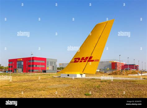 leipzig germany august   dhl hub  leipzig halle lej