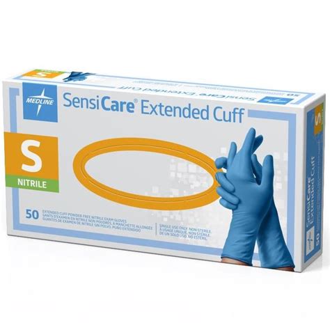 Sensicare Extended Cuff Nitrile Exam Gloves Size S 50ct