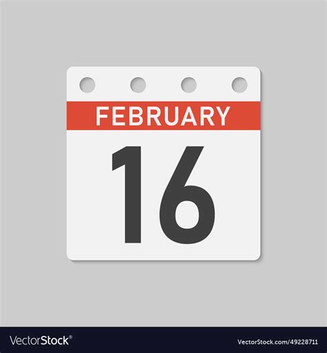 Icon page calendar day - 16 february Royalty Free Vector