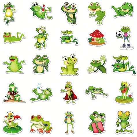 100 Frog Stickers Cute Frog Water Bottle Stickers Scrapbook Luggage