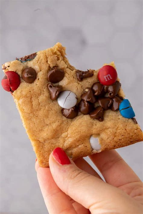 Easy Patriotic Sheet Pan Red White And Blue Mandms Cookie Bars