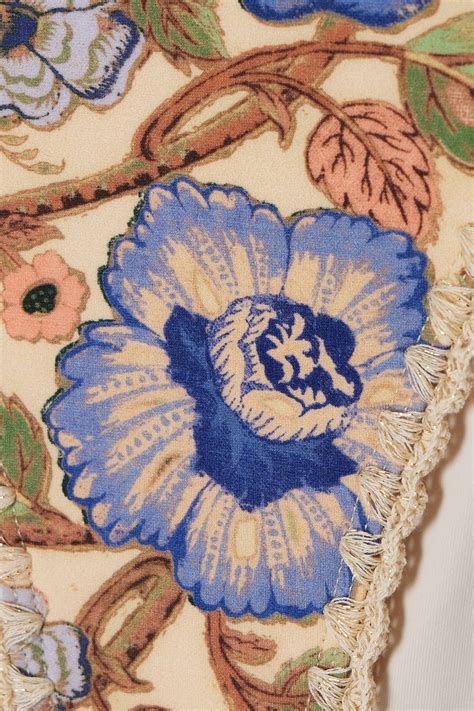 Zimmermann Junie Metallic Crochet Trimmed Floral Print Triangle Bikini Net A Porter