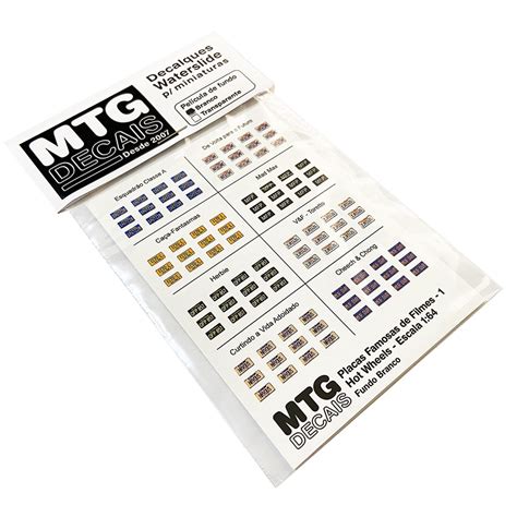 Decalques Placas Carros Filmes Famosos Ff Hot Wheels Escala Shopee Brasil