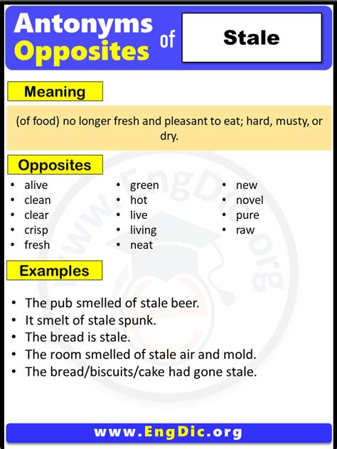 Opposite Of Stale, Antonyms of Stale (Example Sentences) - EngDic