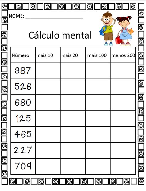 Cálculo Mental 3 Ano