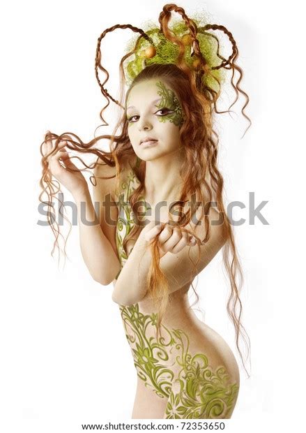 Naked Woman Tattoo Fantasy Hairstyle Spring Stock Photo Shutterstock