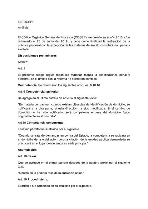 Derecho Procesal General El Cogep An Lisis El C Digo Org Nico