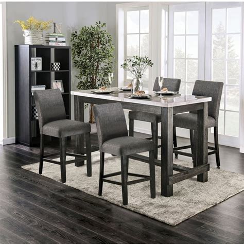 Furniture Of America Alluna 5 Piece Counter Height Dining Set Ivory