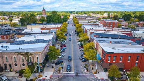 Aerial View Of Historic Downtown Goshen With Autumn Trees Editorial Photo Image Of Indiana