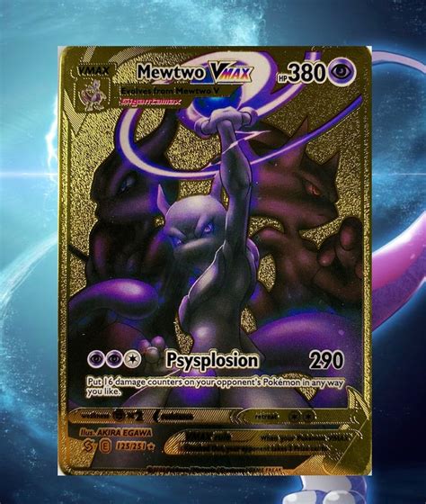 Mewtwo Vmax Metal Collection Piece Pokemon Card Etsy