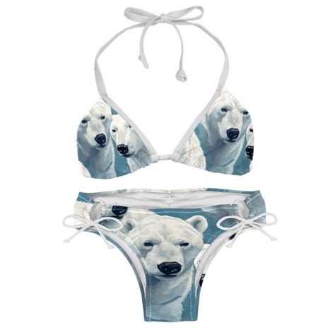Polar Bear Swimsuit Women Bikini Set With Detachable Sponge And Adjustable Strap Two Pack