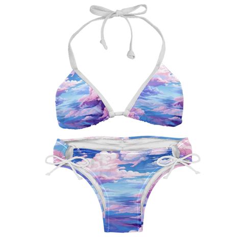 Cloud Stylish Bikini Set With Detachable Sponge And Adjustable Strap Two Pack Swim Suits For