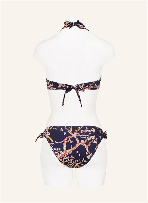 Vilebrequin Basic Bikini Hose Sweet Blossom Flamme In Dunkelblau Braun