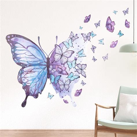 Amazon.com: 3 Pcs Butterflies Wall Stickers Purple Blue Butterflies
