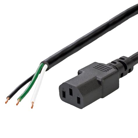 15A OPEN to IEC 60320 C13 Power Cords - BLACK