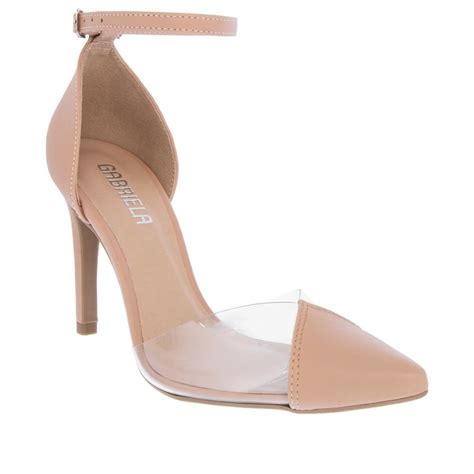 Scarpin Gabriela Aberto Salto Fino Recortes Vinil Nude Compre Agora Dafiti Brasil