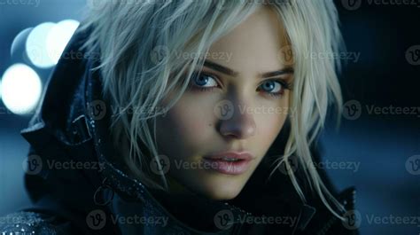 A Woman With Blonde Hair And Blue Eyes Generative Ai 32123635 Stock Photo At Vecteezy