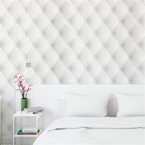 Papel De Parede Lavavel Para Quarto - Papel de Parede Adesivo Lavável Capitone Branco Sala Quarto 3m ...