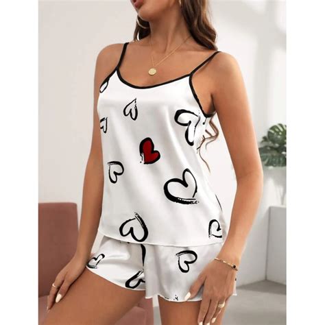 Sexy Sleepwear Silk Short Camisole Terno Soft Satin Fabric Sexy Nightwear Lingerie Terno