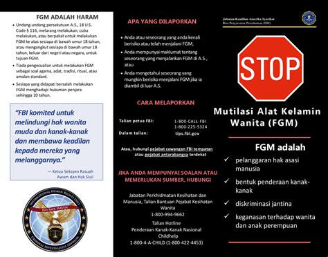 Female Genital Mutilation Brochure Malay — Fbi