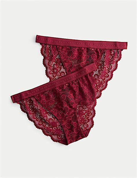 Pack De Braguitas Bikini Tipo Tanga De Encaje Cleo Dark Red Mix Bikinis M S Es