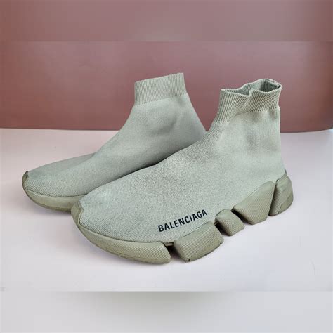 Balenciaga Grey Knit Fabric Speed Trainer Sneakers Si Gem
