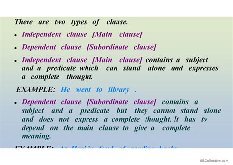 clause grammar guide english esl powerpoints