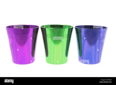 Colored Tin Cups Stock Photo Alamy