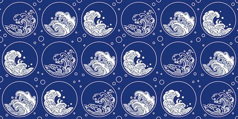 Premium Vector | Chinese wave pattern oriental style round shape