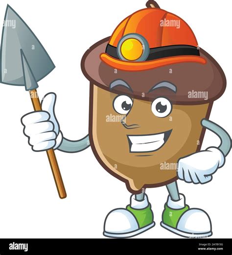 Cute Acorn With Character Mascot Design Miner Stock Vector Image And Art