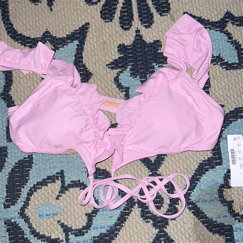 J Crew Swim Nwt Jcrew Pink Ruffle Wrap Bikini Top Poshmark