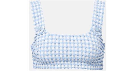 Jonathan Simkhai Ainsley Gingham Bikini Top In Blue Lyst