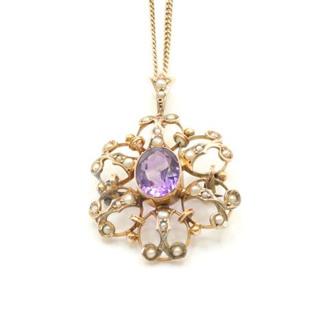 Victorian Amethyst Seed Pearl Pendant Cubitt Fine Jewellery