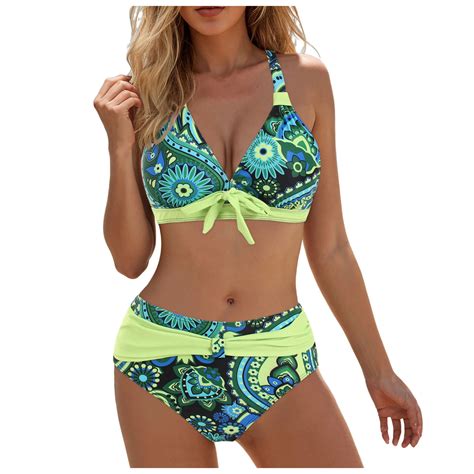 Vigerkar Plus Size Tie Front Bikini Set 2025 Women S Halter Neck Two Piece Swimsuit With Tummy