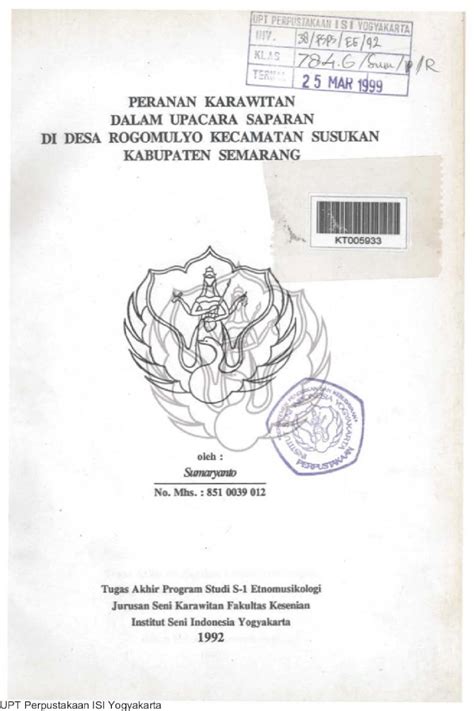 Pdf Peranan Kara Wit An Dalam Upacara Saparan Digilib Isi Ac Id