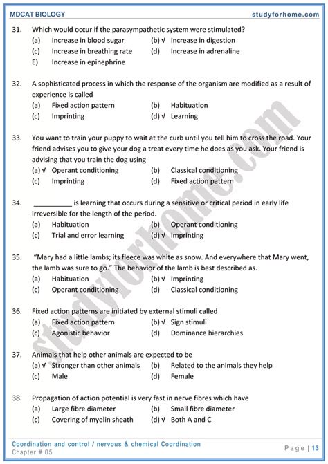 MDCAT Biology Chap 5 Coordination And Control