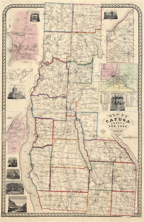 1853 Map Of Cayuga County New York From Actual Surveys Auburn Etsy