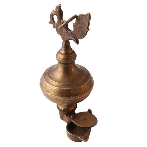 Old Brass Hanging Annam Thoondamani Peacock Oil Lamp