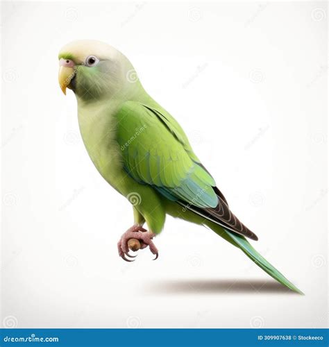 Monk Parakeet: Full Body Isolated on White Background Stock