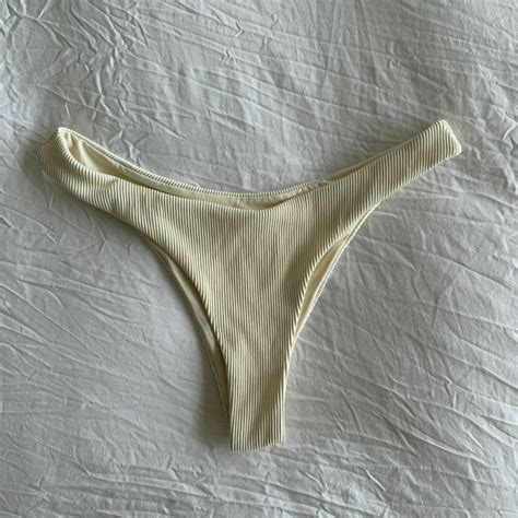Subtitled Rib Cheeky Cut Bikini Bottoms In Depop