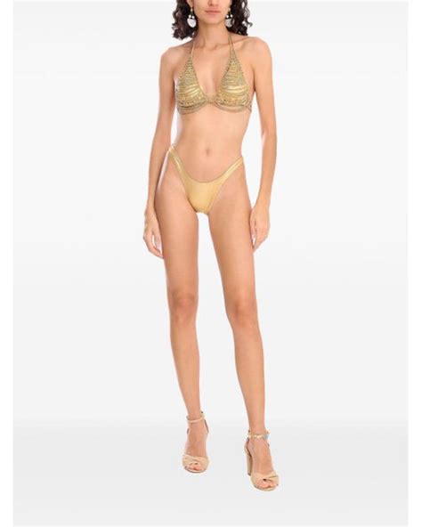 Amir Slama Chain Link Detail Bikini Set In White Lyst