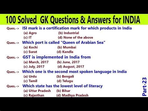 Important India Gk Questions And Answers In English Geography Gk