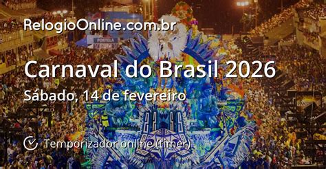 Carnaval do Brasil 2026 - Temporizador online (timer) - RelogioOnline ...