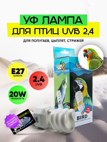 Ультрафиолетовая лампа для попугаев, домашних птиц, цыплят E27 UVB2.4 ...