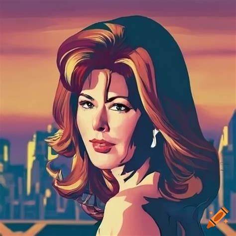 Dana Delany As A Femme Fatale In A City Skyline At Sunset Frank Miller